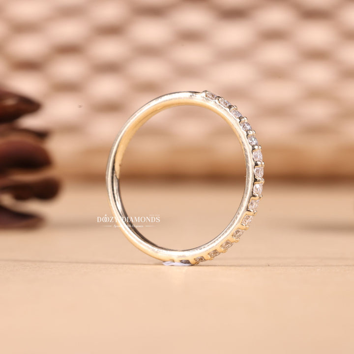 Round Cut Lab Grown Diamond EF/VVS Half Eternity Wedding Band