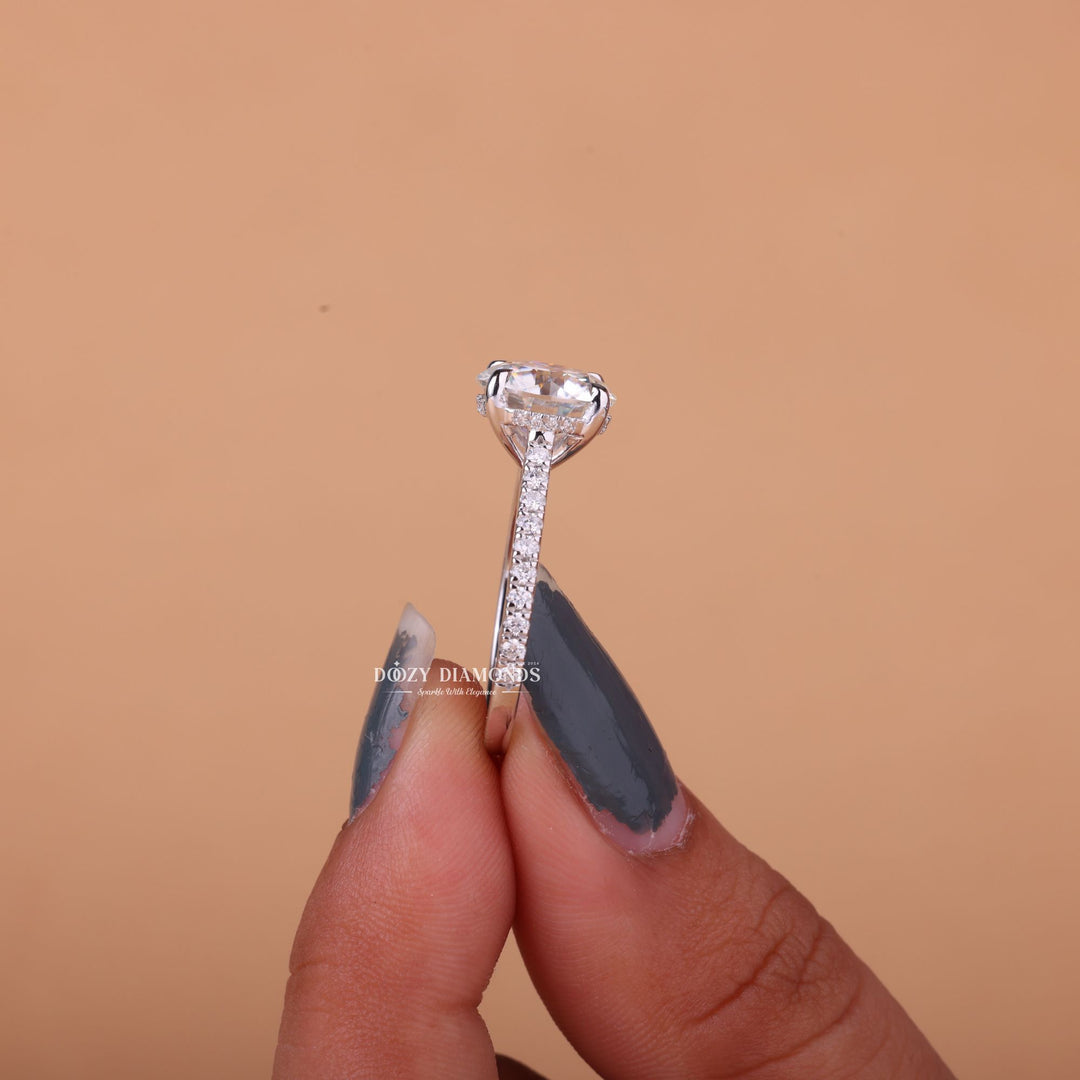 2.0CT-3.0CT Round F/VS1 Lab Grown Diamond Hidden Halo Engagement Ring