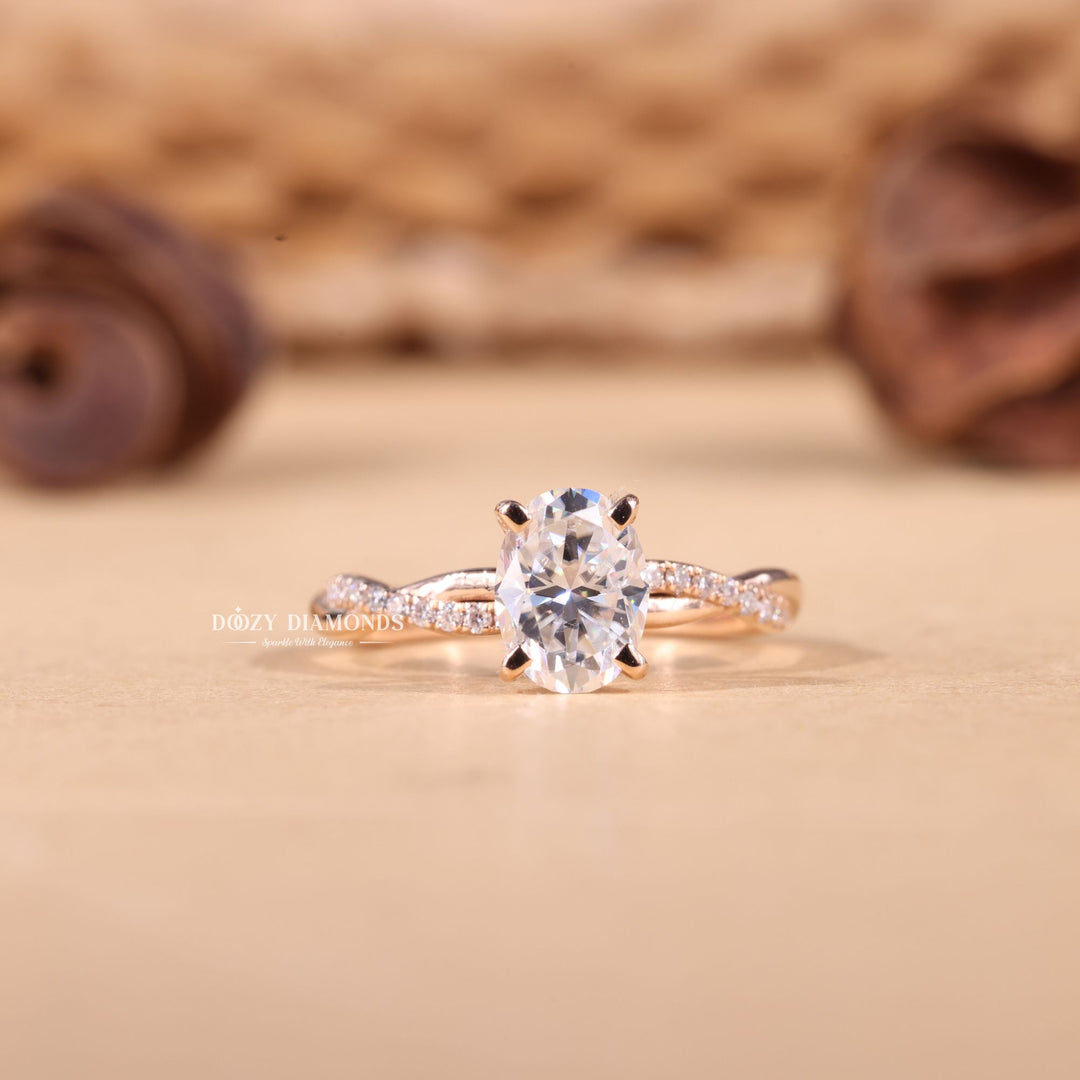 1.0CT-2.0CT Oval Cut F/VS1 Lab Grown Infinity Diamond Engagement Ring