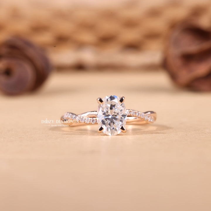 1.0CT-2.0CT Oval Cut F/VS1 Lab Grown Infinity Diamond Engagement Ring