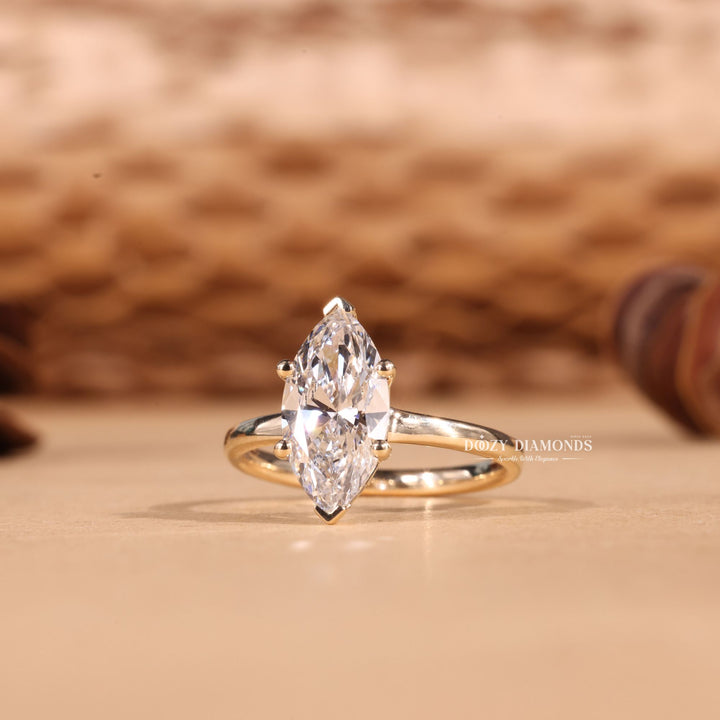 2.0CT-3.0CT Marquise Cut F/VS2 Lab Grown Diamond Solitaire Engagement Ring
