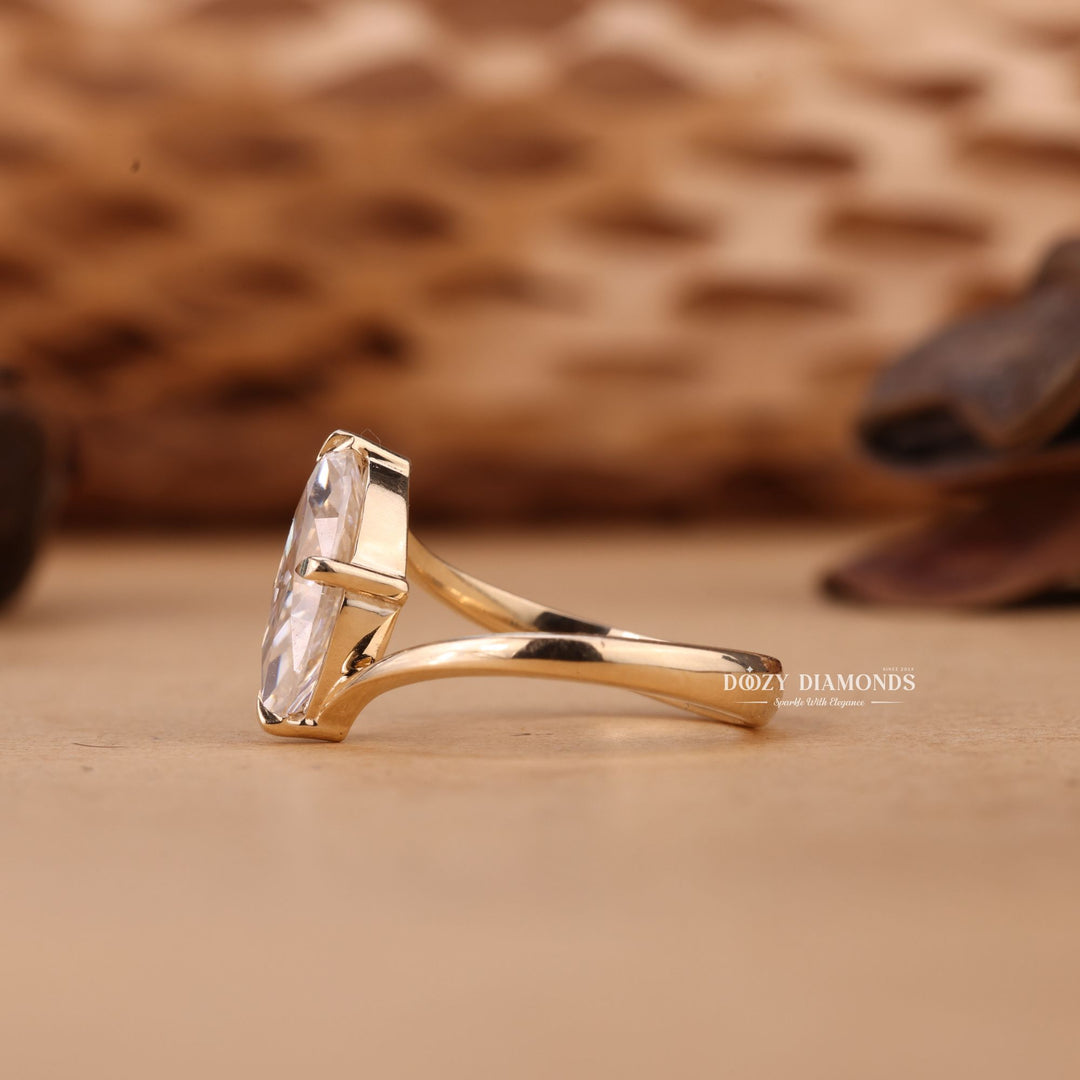 2.0CT-3.0CT Marquise Cut E/VS1 Lab Grown Diamond Unique Bypass Engagement Ring