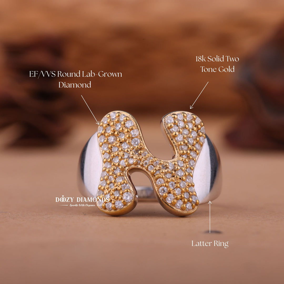 Round CVD F/VS2 Diamond N Latter Engagement Ring for Her