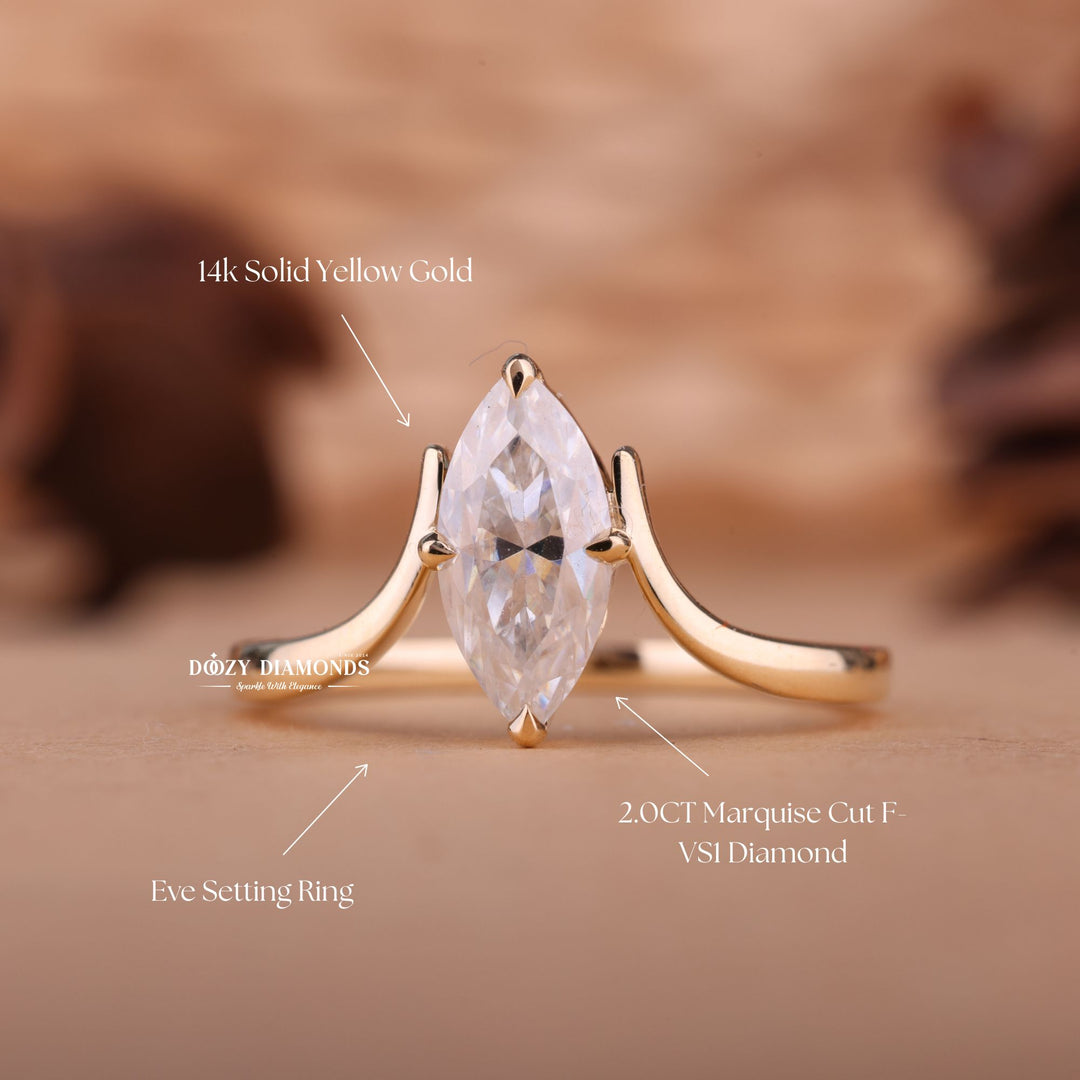1.50CT-2.50CT Marquise E/VS2 Lab Created Diamond Eve Engagement Ring