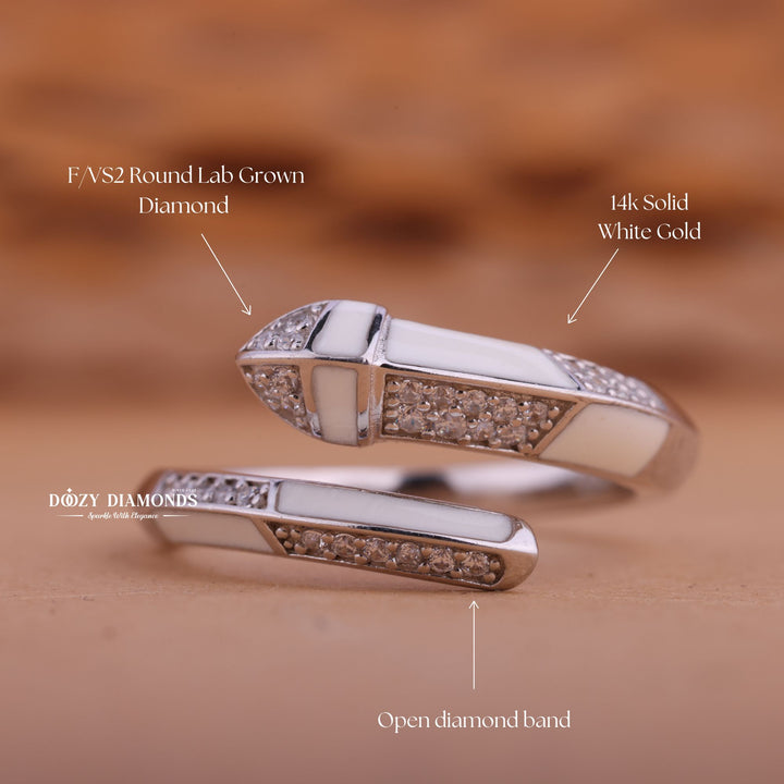 Round Diamond CVD EF/VVS Unique Open Cuff Wedding Band