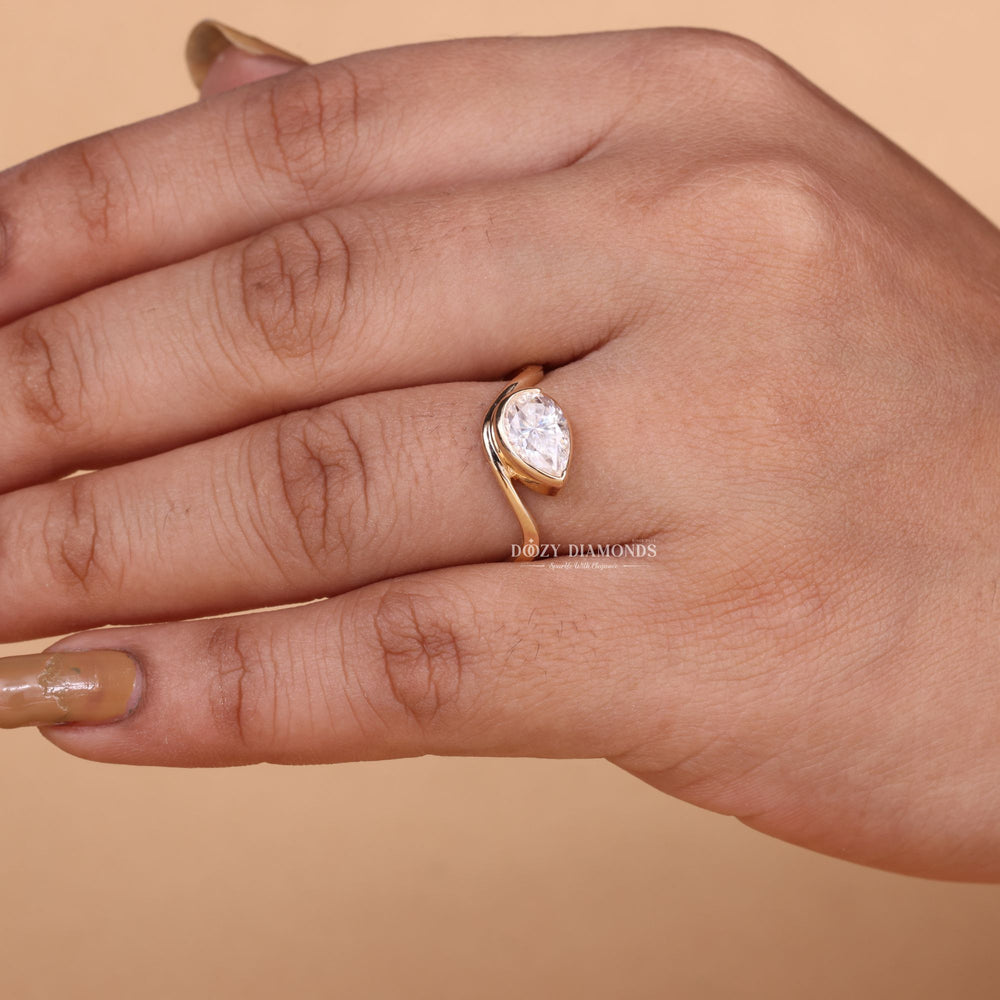 2.0C Pear classic diamond ring, Pear modern diamond ring, Pear three-stone diamond ring, Pear side stone diamond ring, Pear cathedral diamond ring, Pear bezel diamond ring, Pear tension set diamond ring,T - 3.0CT Bezel Set Marquise F/VS2 Lab Grown Waves Diamond Engagement Ring - Doozy Diamonds