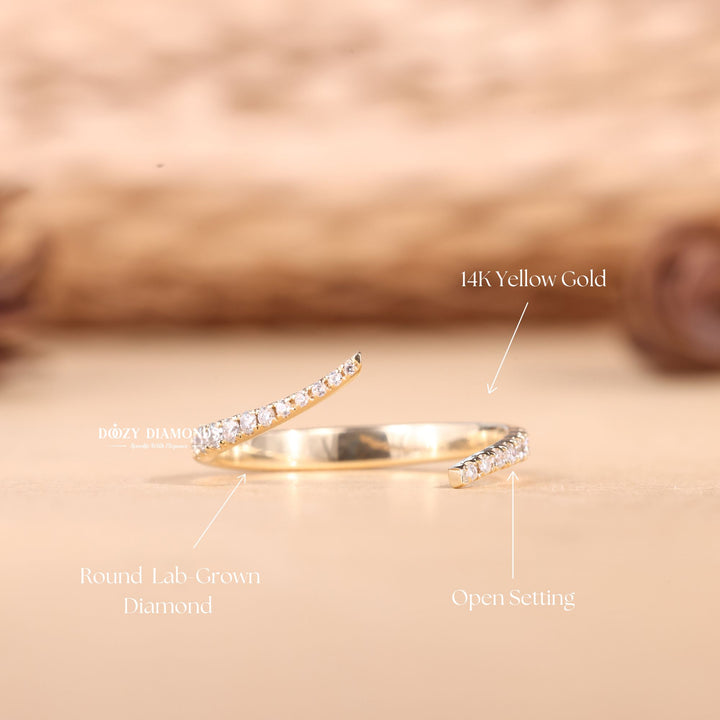 Round Cut Lab Grown Diamond EF/VVS Open Wedding Band