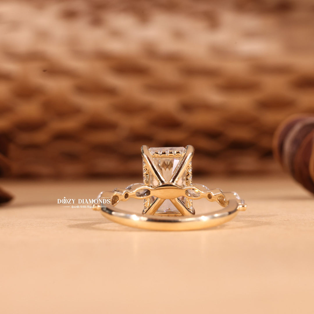2.50CT-3.50CT Radiant Cut F/VS2 Lab Grown Diamond Hidden Halo Engagement Ring