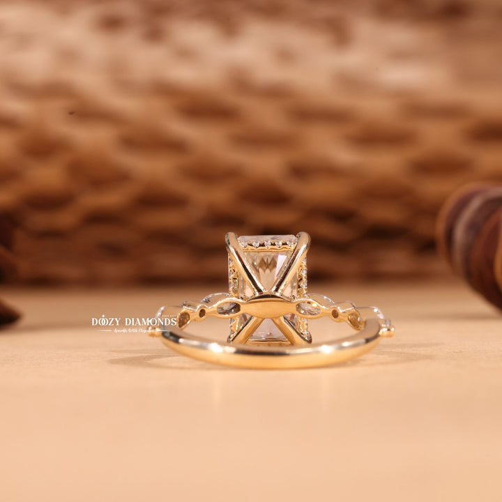 2.50CT-3.50CT Radiant Cut F/VS2 Lab Grown Diamond Hidden Halo Engagement Ring