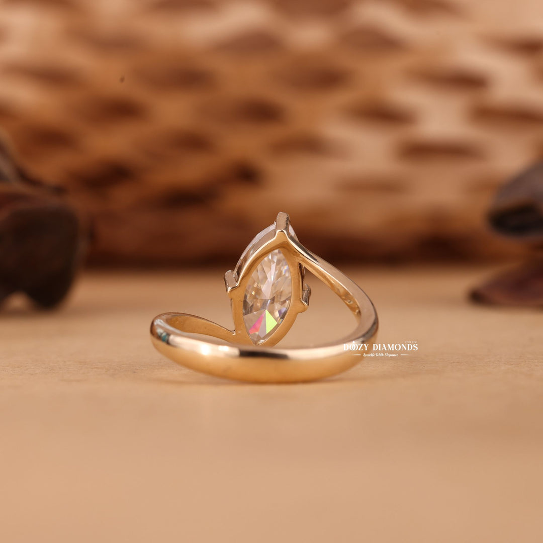 2.0CT-3.0CT Marquise Cut E/VS1 Lab Grown Diamond Unique Bypass Engagement Ring