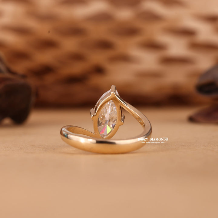2.0CT-3.0CT Marquise Cut E/VS1 Lab Grown Diamond Unique Bypass Engagement Ring