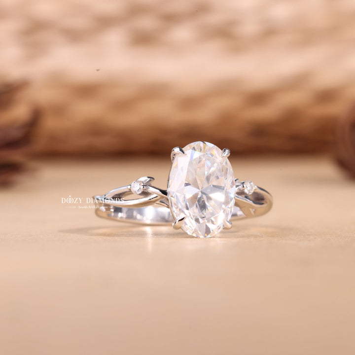 2.50CT-3.50CT Oval Cut E/VS1 Lab Grown Diamond Nature Inspired Engagement Ring
