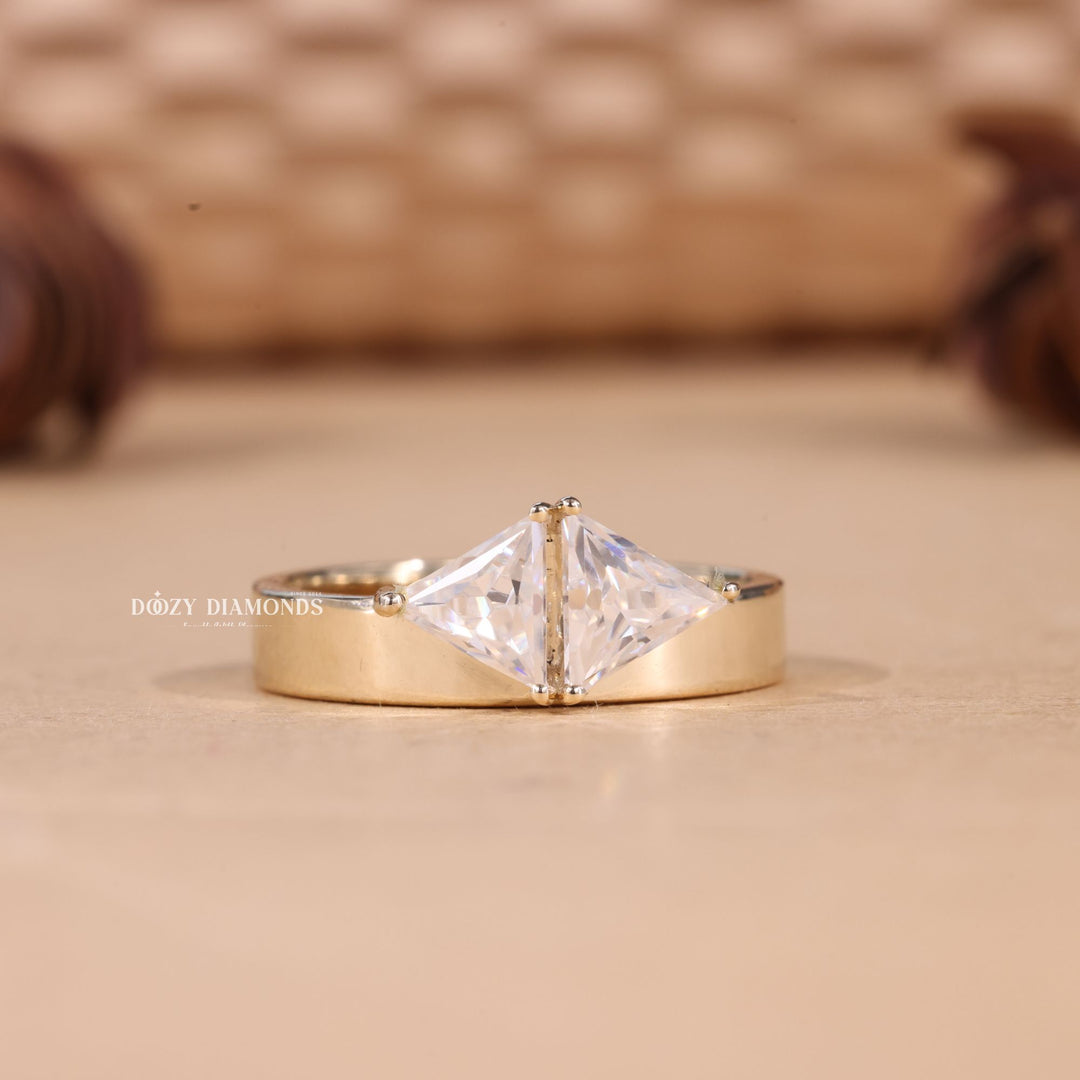 Trillion Cut Lab Grown Toi et Moi Diamond E/VS1 Cigar Engagement Ring