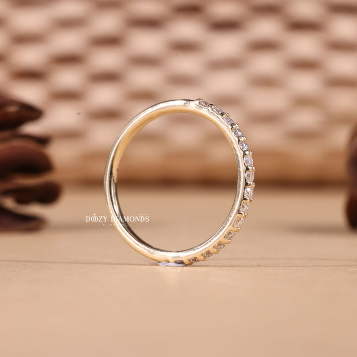 Round Cut Lab Grown Diamond EF/VVS Half Eternity Wedding Band