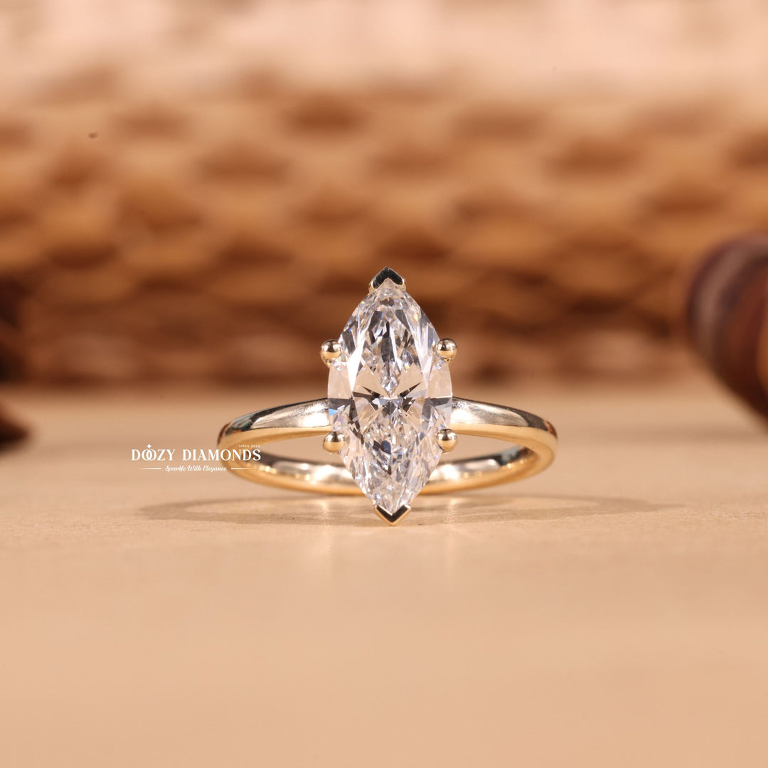 2.0CT-3.0CT Marquise Cut F/VS2 Lab Grown Diamond Solitaire Engagement Ring
