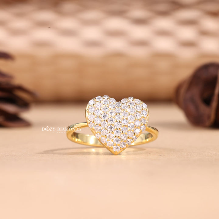 Round Cut Lab Grown Diamond F/VS1 Heart Shape Engagement Ring