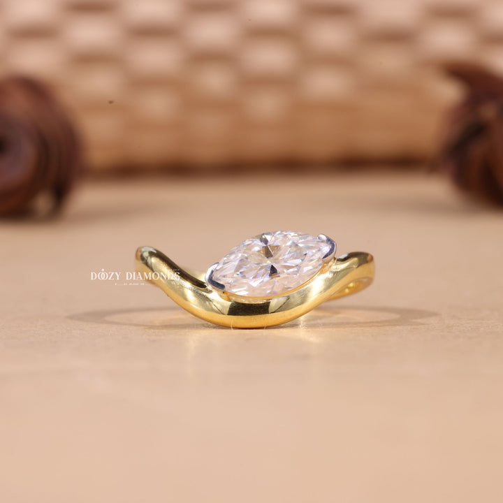 1.50CT-2.50CT Marquise Cut F/VS1 Lab Grown Diamond Wave Engagement Ring