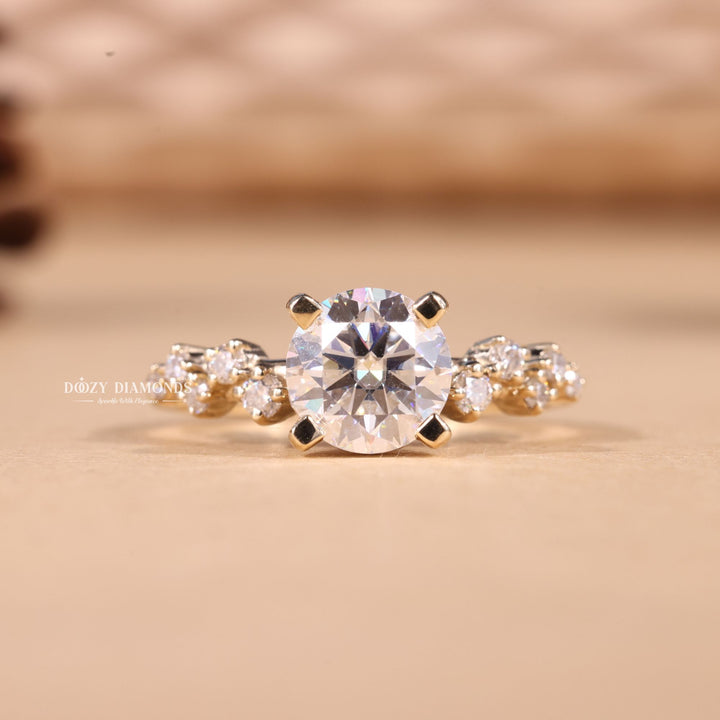 1.0CT-2.0CT Round Cut F/VS2 Lab Grown Diamond Cluster Engagement Ring