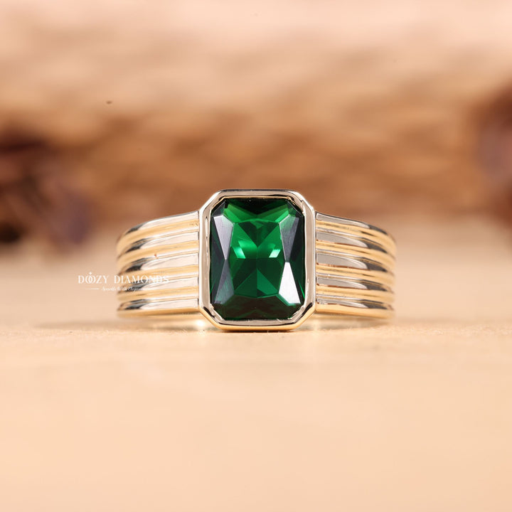2.0CT-3.0CT Emerald E/VS1 Lab Grown Diamond Bezel Set Engagement Ring