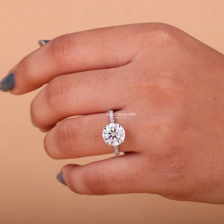 2.0CT-3.0CT Round F/VS1 Lab Grown Diamond Hidden Halo Engagement Ring