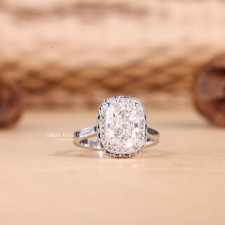 2.50CT-3.50CT Cushion Cut E/VS1 Lab Grown Double Halo Diamond Engagement Ring