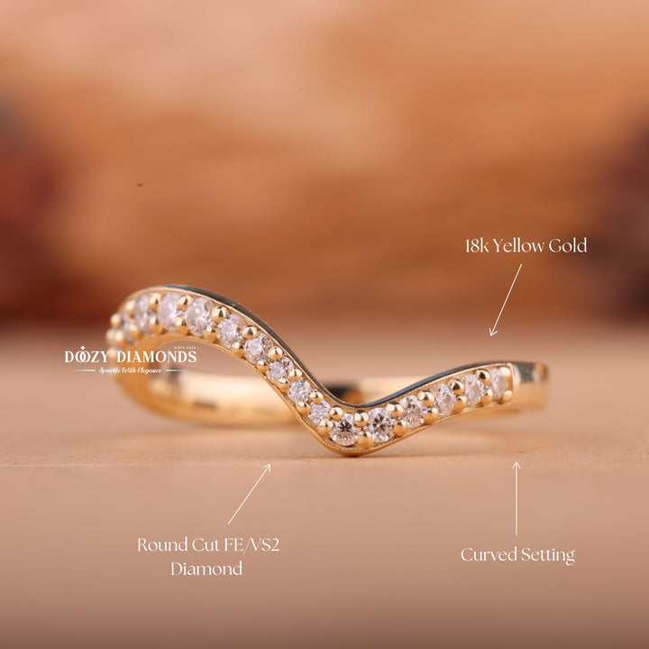 Round Lab Grown Diamond EF/VVS Curved Wedding Band