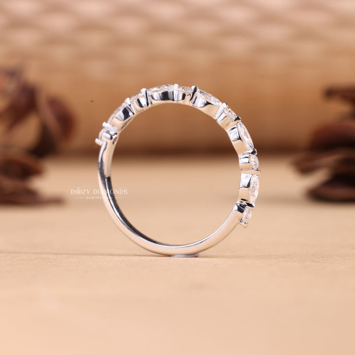 Round & Marquise Cut Lab Grown Diamond EF/VVS Half Eternity Stacking Band
