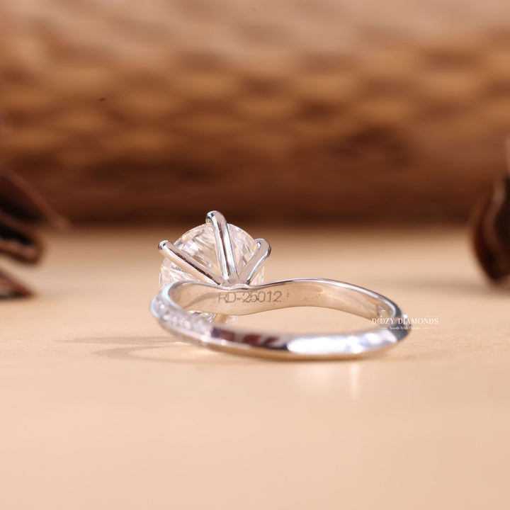 1.50CT-2.50CT Round Cut F/VS2 Lab Grown Diamond Micro Pave Engagement Ring