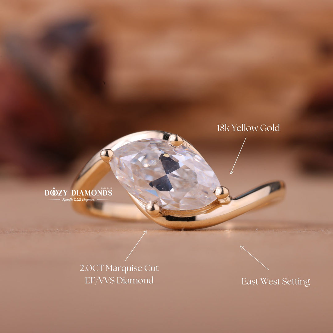 2.0CT-3.0CT East West Marquise E/VS1 Lab Grown Diamond Engagement Ring