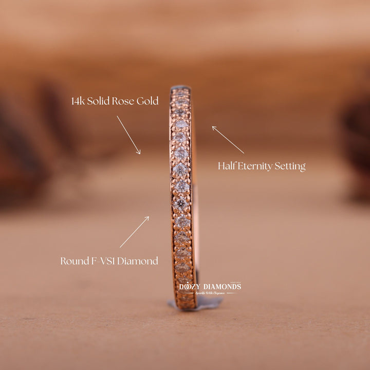 Round EF/VVS Diamond Lab Grown Half Eternity Wedding Band