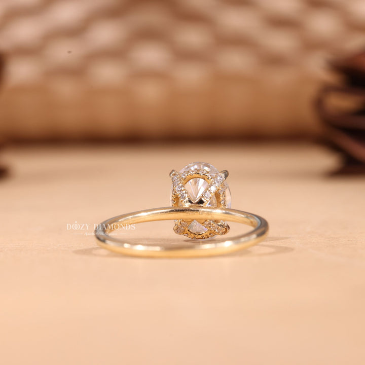 2.0CT-3.0CT Oval F/VS1 Lab Grown Diamond Hidden Halo Engagement Ring