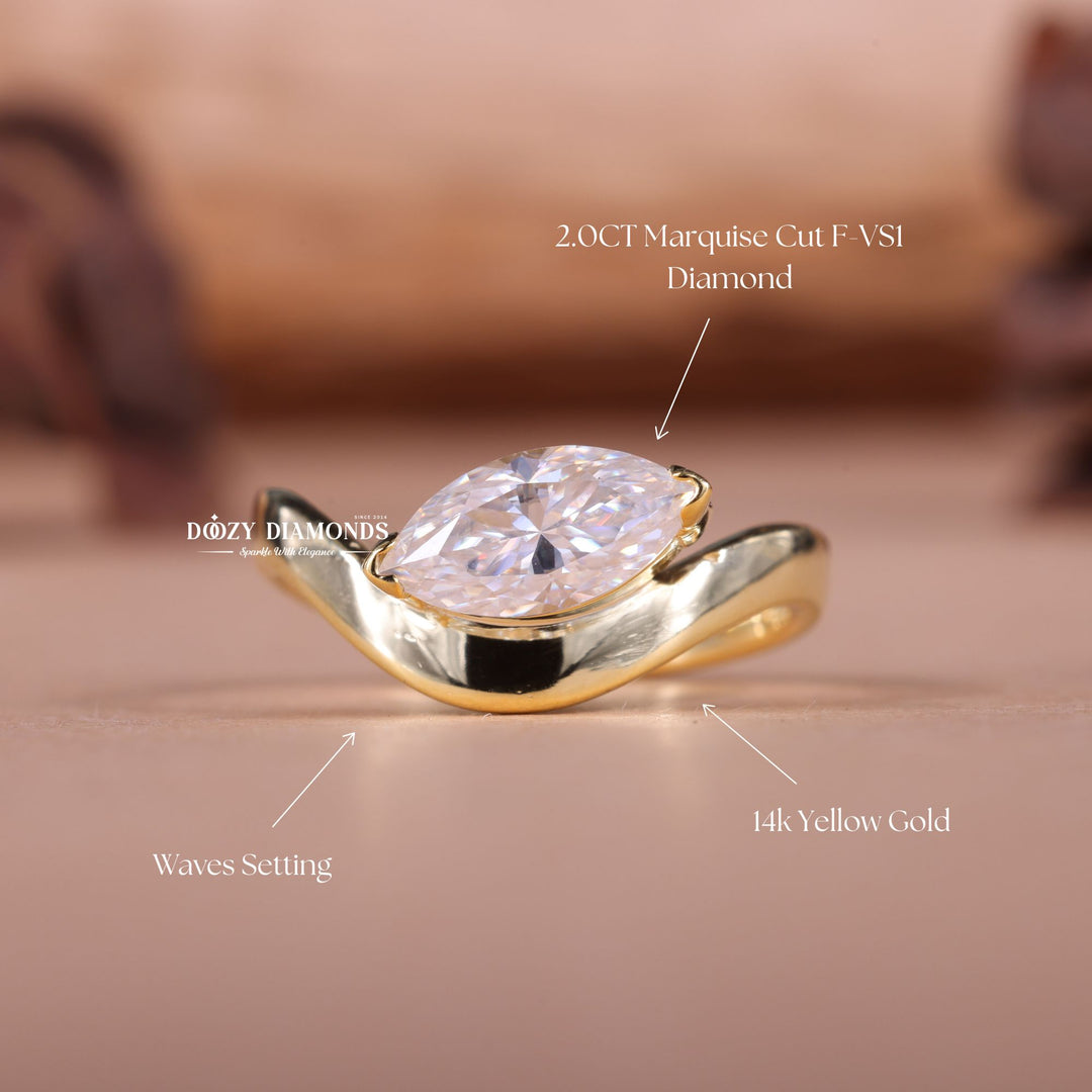 2.0CT-3.0CT East west Marquise E/VS1 Lab Created Diamond Engagement Ring