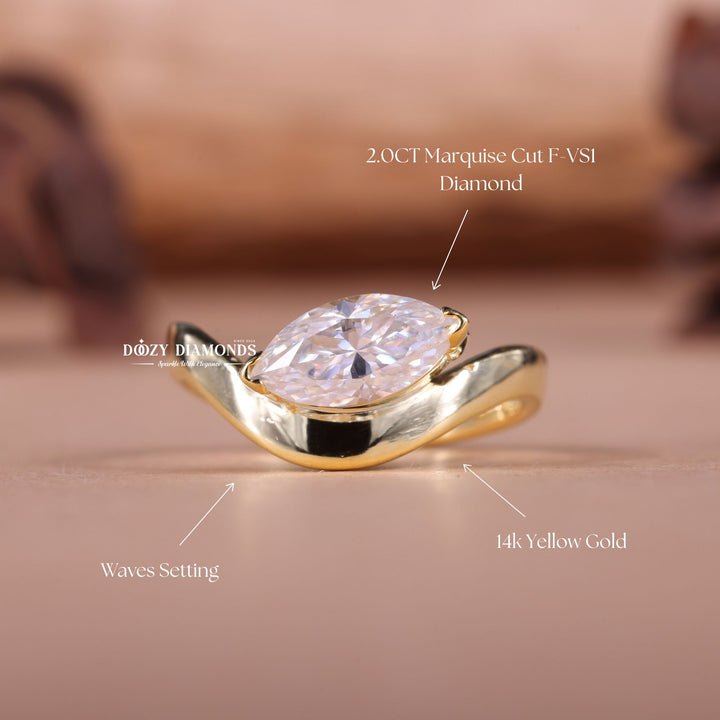 2.0CT-3.0CT East west Marquise E/VS1 Lab Created Diamond Engagement Ring