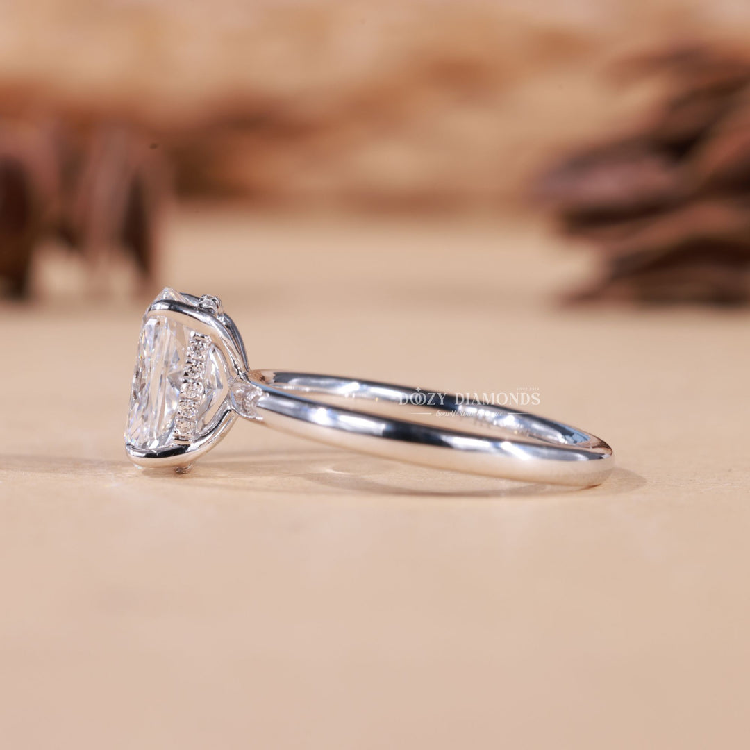 1.50CT-2.50CT Cushion F/VS1 Lab Grown Diamond Hidden Halo Engagement Ring