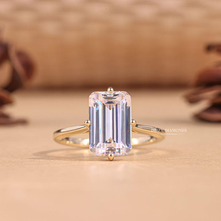 4.0CT - 6.0CT Emerald Cut E/VS1 Lab Grown Diamond Hidden Halo Engagement Ring - Doozy Diamonds