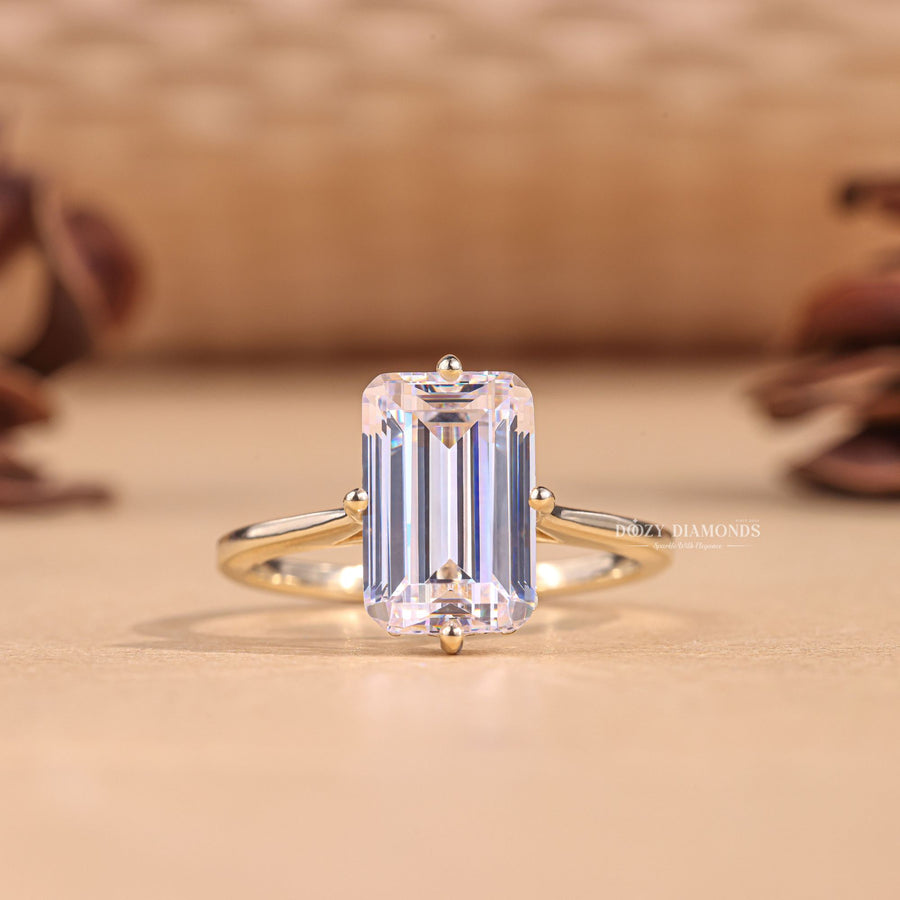 4.0CT - 6.0CT Emerald Cut E/VS1 Lab Grown Diamond Hidden Halo Engagement Ring - Doozy Diamonds