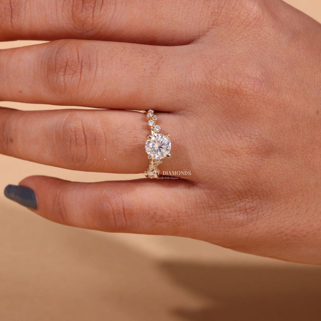 1.0CT-2.0CT Round Cut F/VS2 Lab Grown Diamond Cluster Engagement Ring