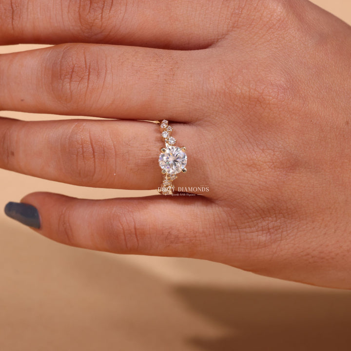 1.0CT-2.0CT Round Cut F/VS2 Lab Grown Diamond Cluster Engagement Ring
