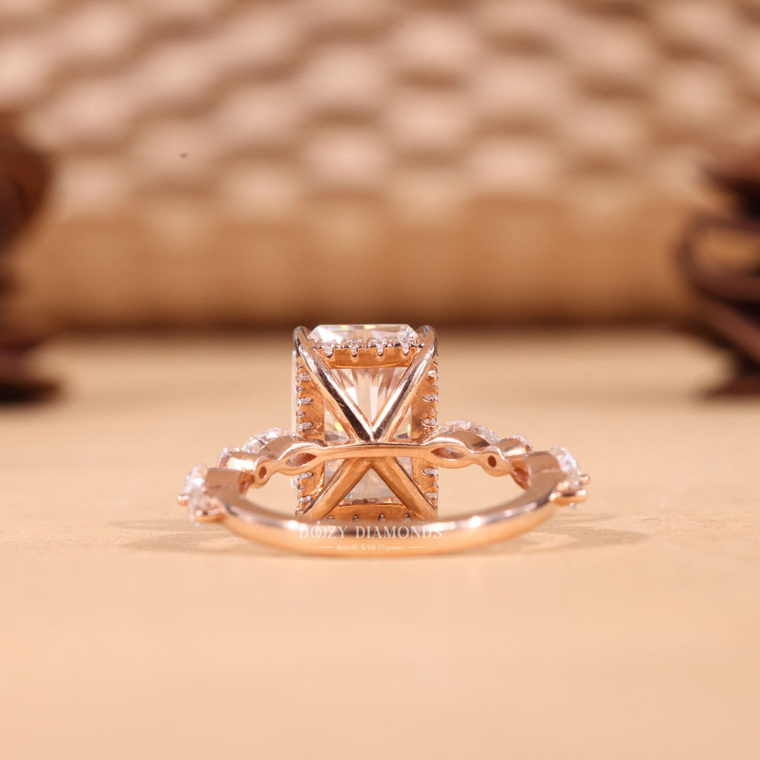 3.0CT-4.0CT Radiant F/VS1 Lab Grown Diamond Pave Engagement Ring