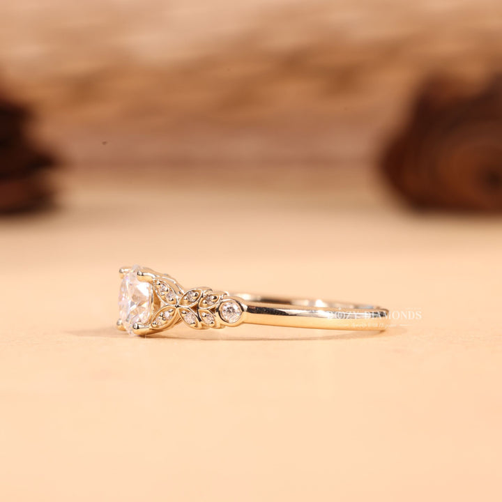 1.0CT-2.0CT Round E/VS2 Lab Grown Vintage Pave Diamond Engagement Ring