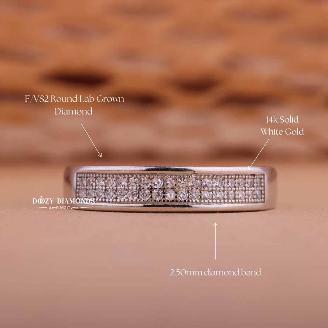 Round Diamond CVD EF/VVS Double Pave Wedding Band
