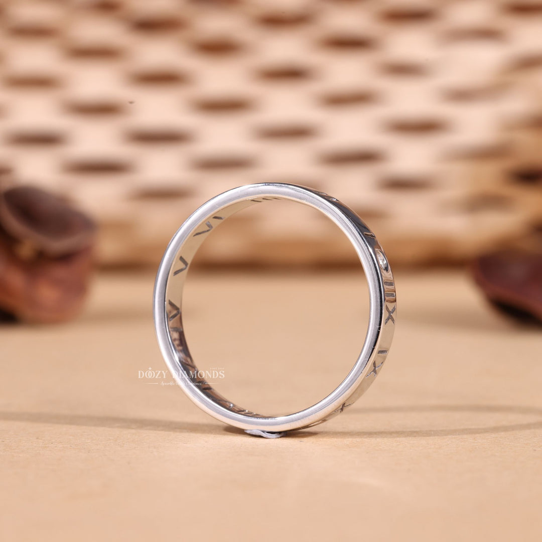 14K Solid White Gold Wedding Band for Anniversary Gift