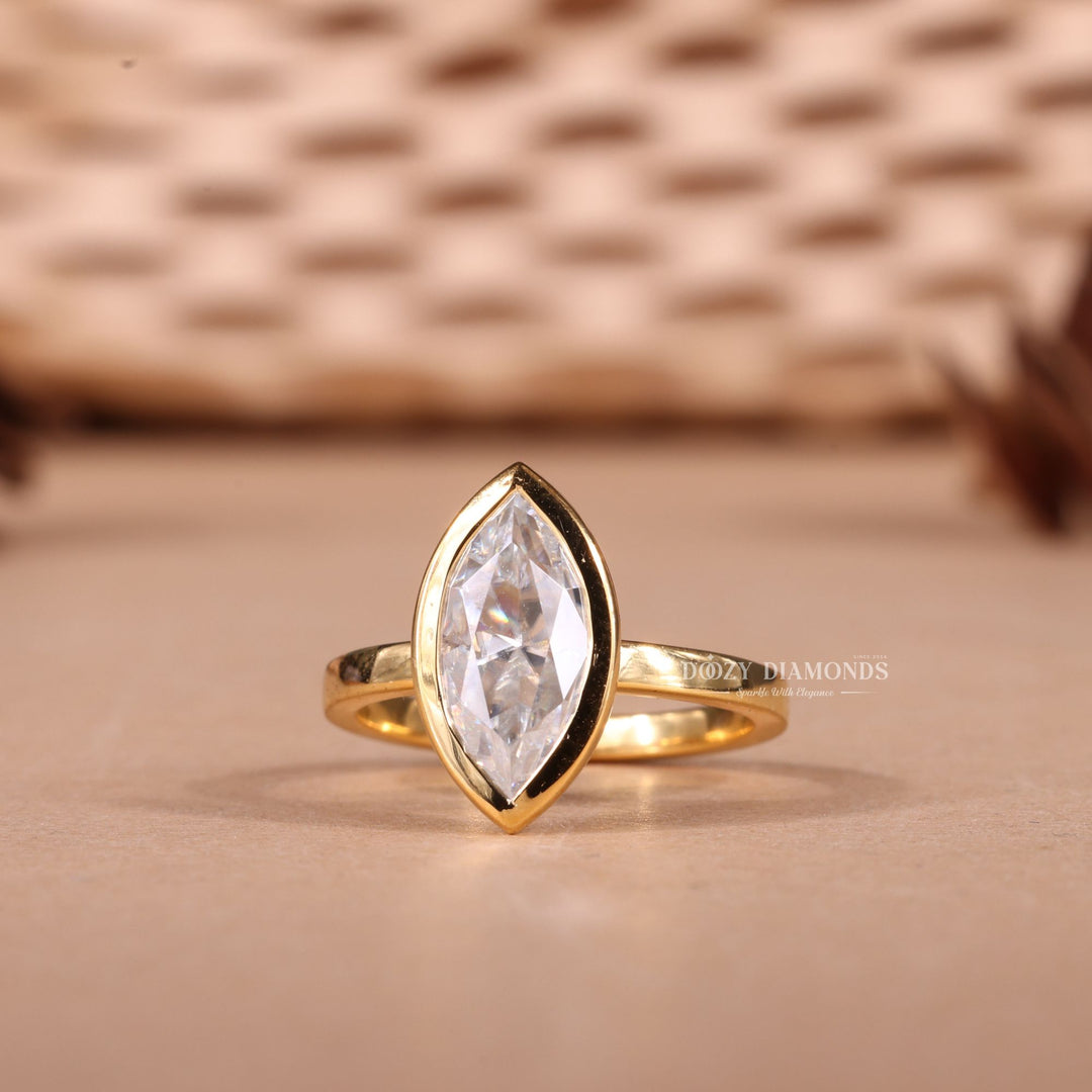 2.0CT-3.0CT Bezel Set Marquise E/VS1 Lab Grown Diamond Engagement Ring
