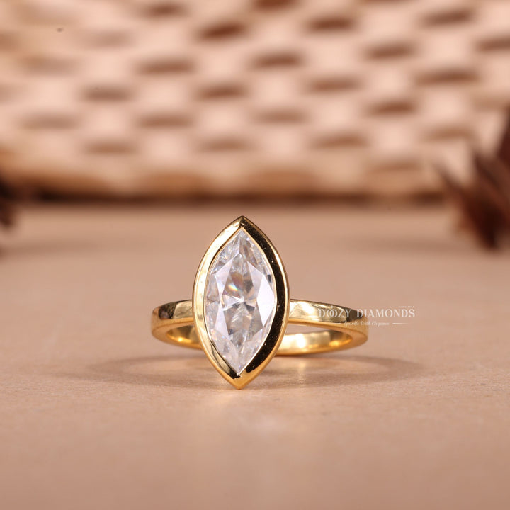 2.0CT-3.0CT Bezel Set Marquise E/VS1 Lab Grown Diamond Engagement Ring