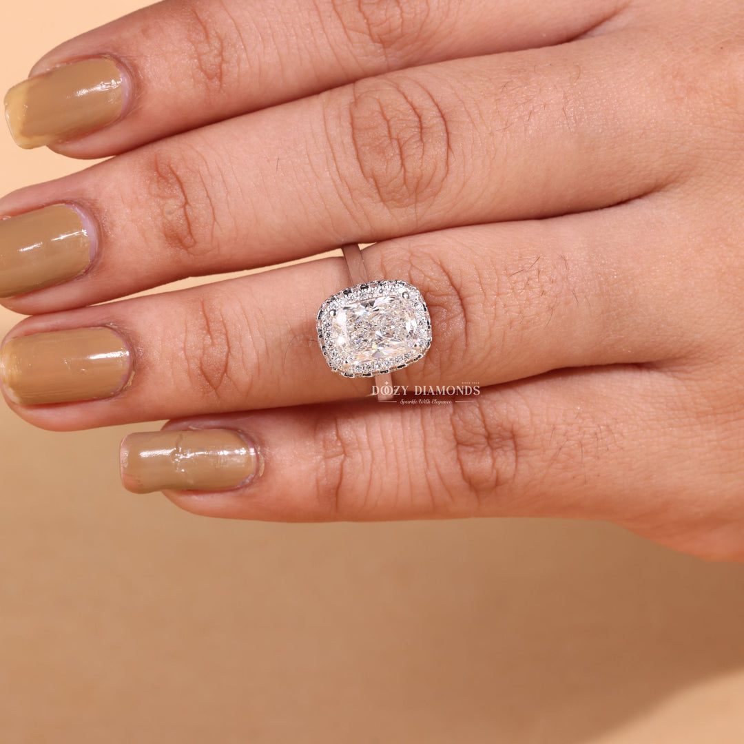 2.50CT-3.50CT Cushion Cut E/VS1 Lab Grown Double Halo Diamond Engagement Ring