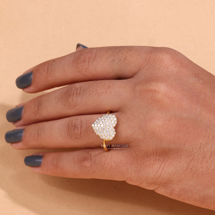 Round Cut Lab Grown Diamond F/VS1 Heart Shape Engagement Ring