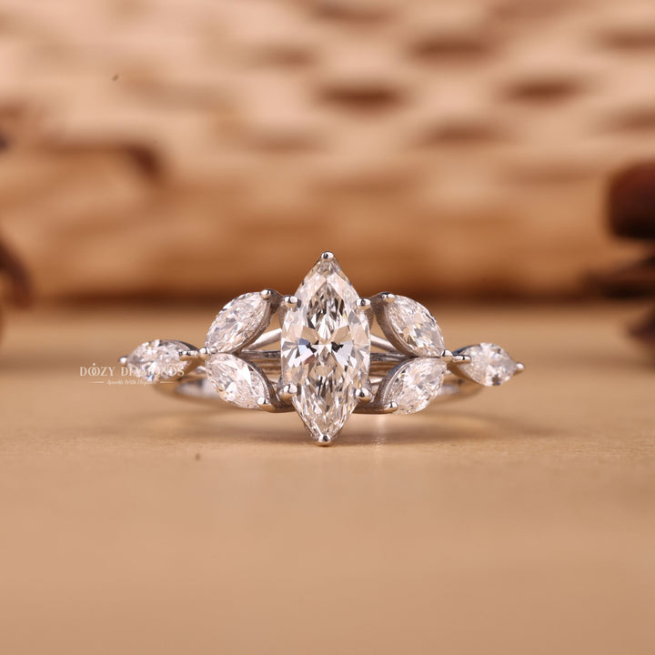 1.0CT-2.0CT Marquise Cut F/VS2 Lab Grown Cluster Diamond Engagement Ring
