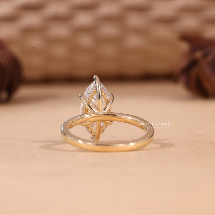 2.0CT-3.0CT Marquise Cut F/VS2 Lab Grown Diamond Hidden Halo Engagement Ring