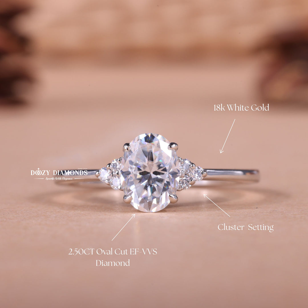 2.0CT-3.0CT Oval E/VS1 Lab Created Diamond Cluster Engagement Ring