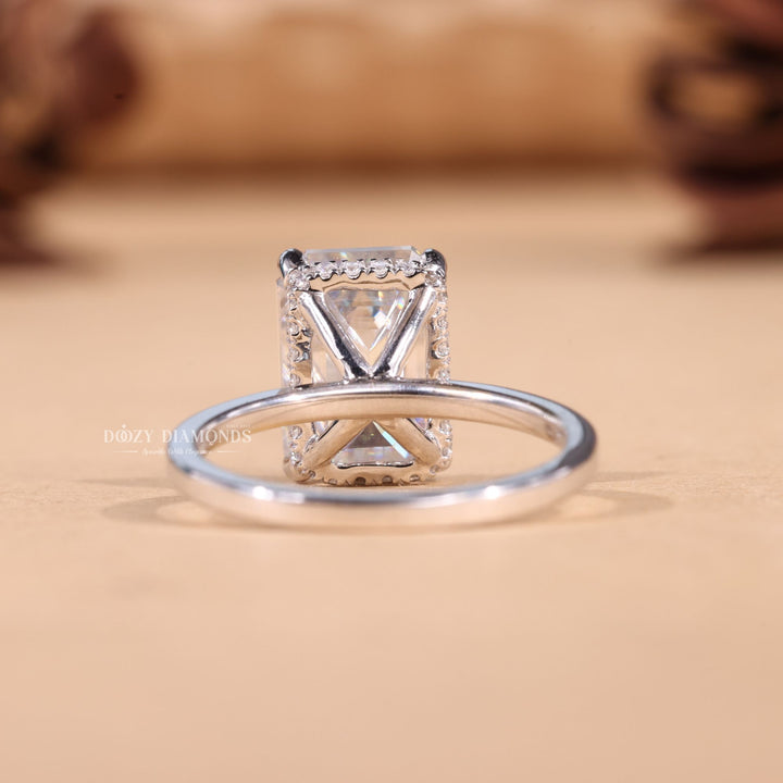 3.0CT-4.0CT Emerald E/VS2 Lab Grown Hidden Halo Diamond Engagement Ring
